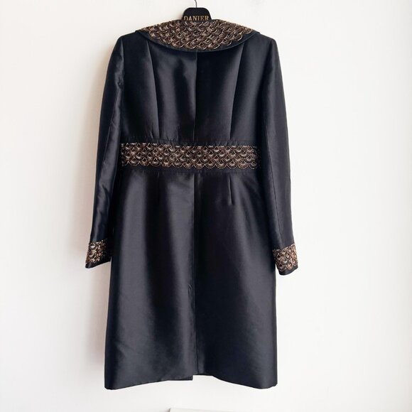 Albert Nipon Wool Silk Blend Beaded Detail Knee Lenght Evening Jacket 4 - Picture 3 of 8